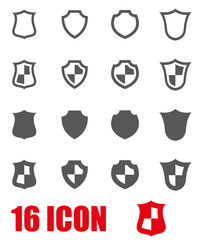 Vector grey shield icon set