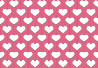 Seamless pattern with hearts on pink background.