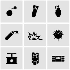 Vector black bomb icon set