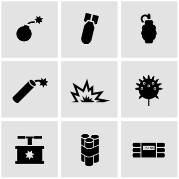 Vector Black Bomb Icon Set