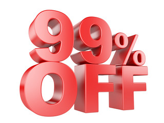 99 percent off 3d icon.