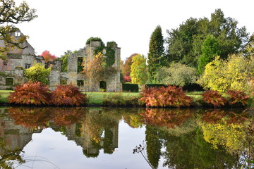 The grounds of an old crumbling castle in the County of kent in Autumn