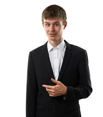 man is staying and sneer