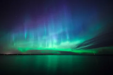 Foto op Plexiglas Noorderlicht Noorderlicht boven meer in finland