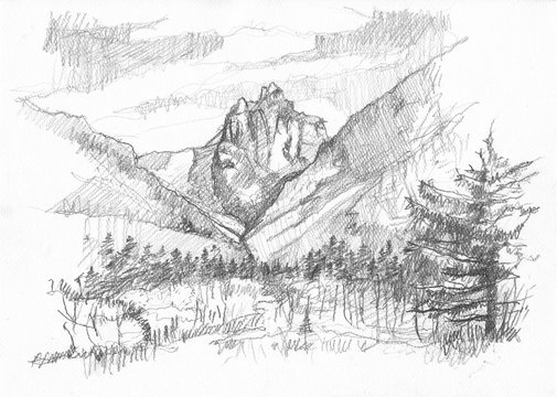 hand-drawn mountain