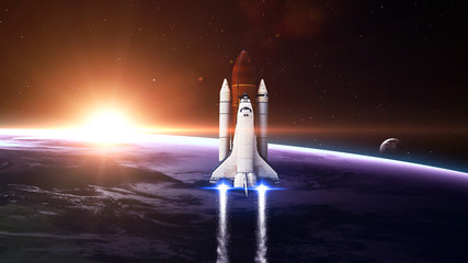 Space shuttle Leaving Earth - Elements of this Image Furnished By NASA