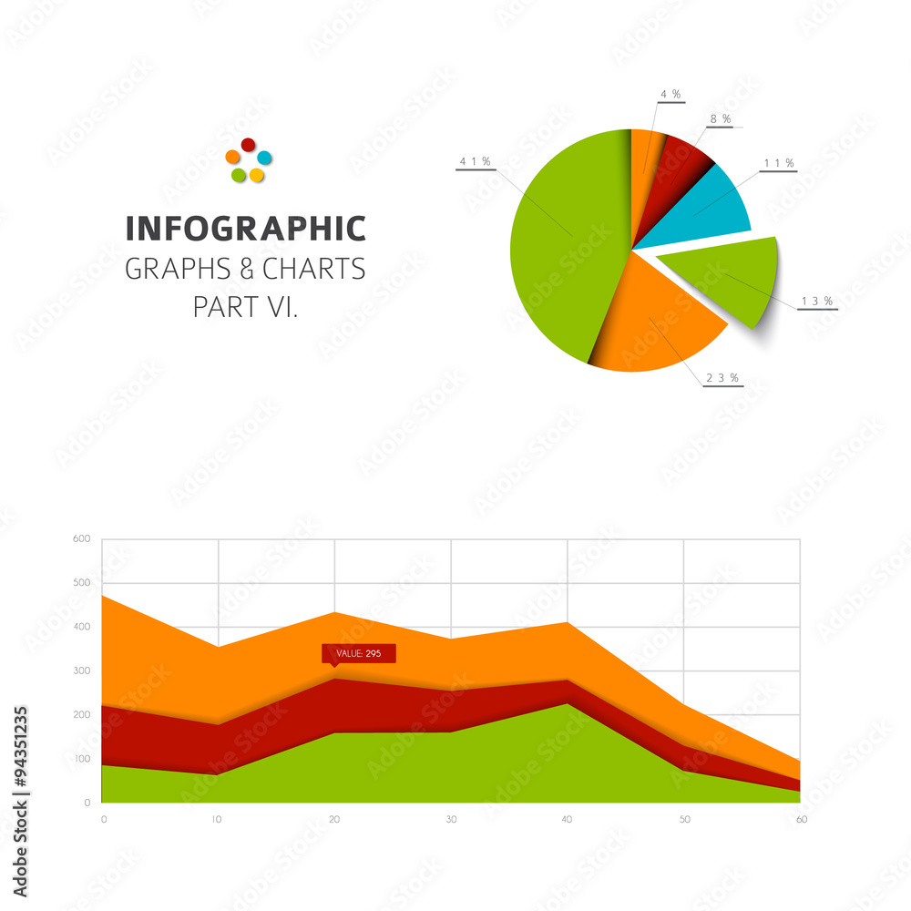 Poster set of vector flat design infographic charts and graphs 6
