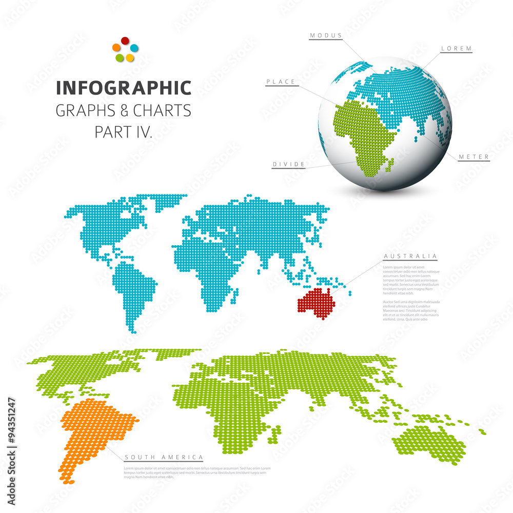 Poster set of vector flat design infographic charts and graphs 4