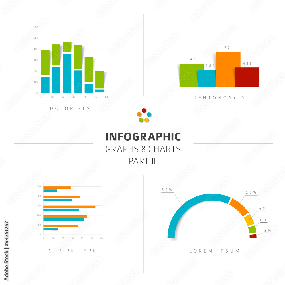 Aufkleber set of vector flat design infographic charts and graphs 2