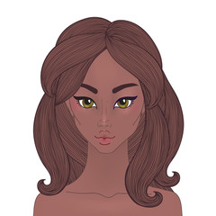 Beautiful young African American woman Fashion model illustration