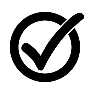 Black check mark or tick icon in a circle