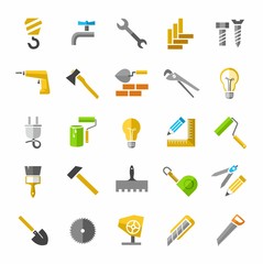 Construction and repair, color icons. 