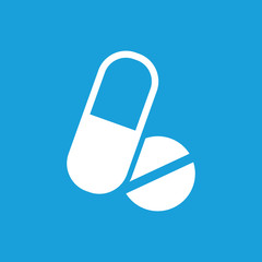 Capsule and tablet icon, white