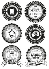 Set of round badges for dental clinic