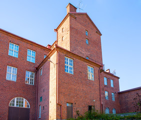 Old red brick waterworks office and administration building