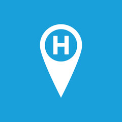 Hospital map marker icon, white