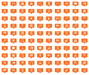 B2B orange message icons set