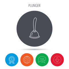 Plunger icon. Toilet cleaning tool sign.