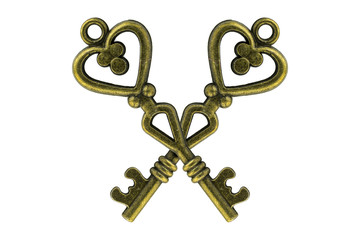 vintage key on white background