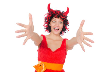 Woman devil in funny halloween concept