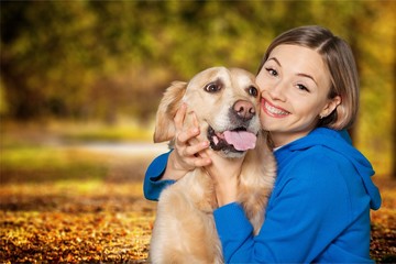 Dog hugging.