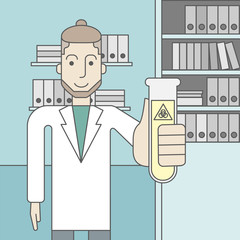 Laboratory assistant with test tube.