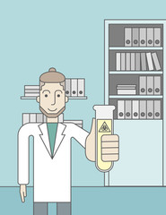 Laboratory assistant with test tube.