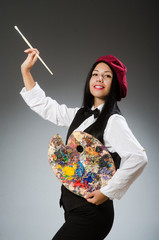 Fototapeta premium Funny artist working in the studio