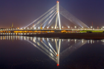 Fototapeta na wymiar Riga. Cable-stayed bridge.
