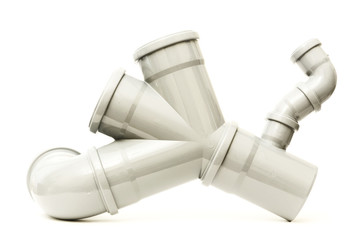 New gray plastic pipe isolated on a white background