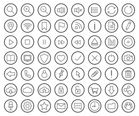 Digital linear icons set