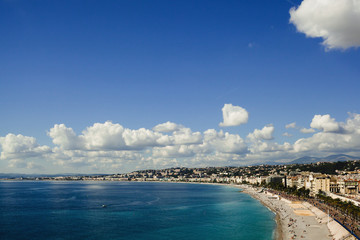 Fototapeta na wymiar Seafront of Nice in October - 17/10/2015, Nice, France