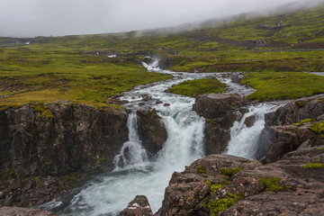 Fototapeta na wymiar Wonderful waterfall in Iceland, summer time