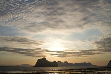 Fototapeta na wymiar Sunset at beach in Krabi Thailand