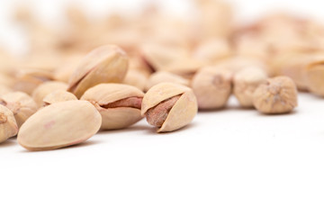 pistachios on a white background. close