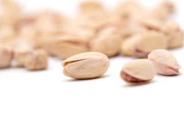 pistachios on a white background. close