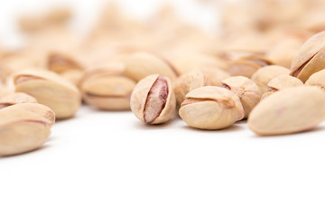 pistachios on a white background. close