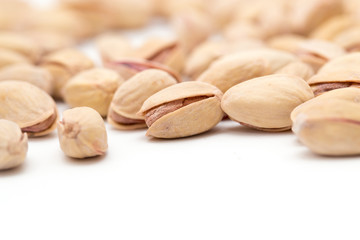 pistachios on a white background. close