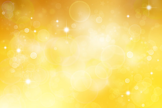 Yellow gold circles and stars abstract background