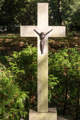 Jesus Christ statue in a cemetery