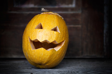 Jack O' Lantern, close-up of carved Halloween pumpkin