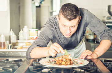 Young chef preparing a tasty meal