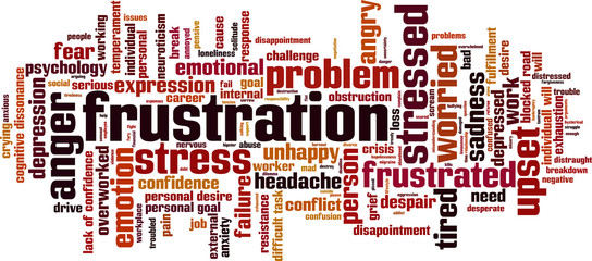 Frustration word cloud concept. Vector illustration