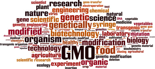 GMO word cloud concept. Vector illustration