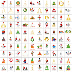 Christmas Icons And Elements Set - Isolated On Gray Background - Vector Illustration, Graphic Design Editable For Your Design