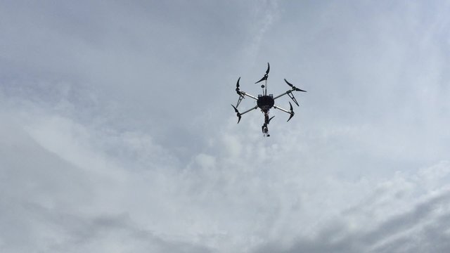 Modern drone is flying 