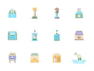Flat color donation icons set