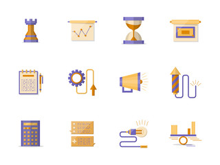 Business planning flat color icons