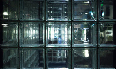 Transparent wall made of glass blocks, background
