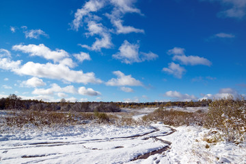 Snowy meadow. Russia. The Vladimir region.